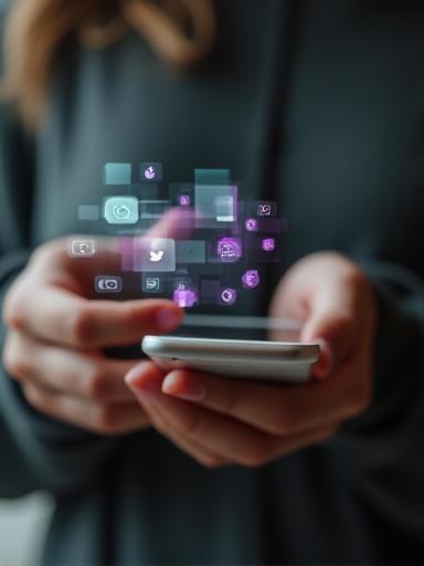 Person using social media on a mobile phone