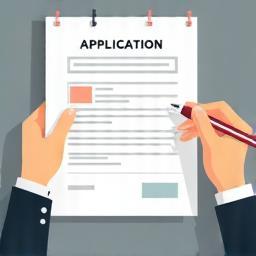 Illustration of a person filling out a form, representing submitting application