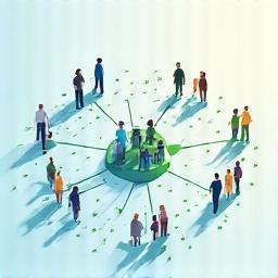 Illustration of connected nodes or people, representing networking opportunities